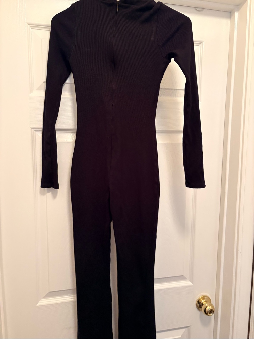 Fashion Nova Black Long-Sleeve One-Piece Bodysuit Jumpsuit